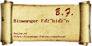 Biswanger Fábián névjegykártya